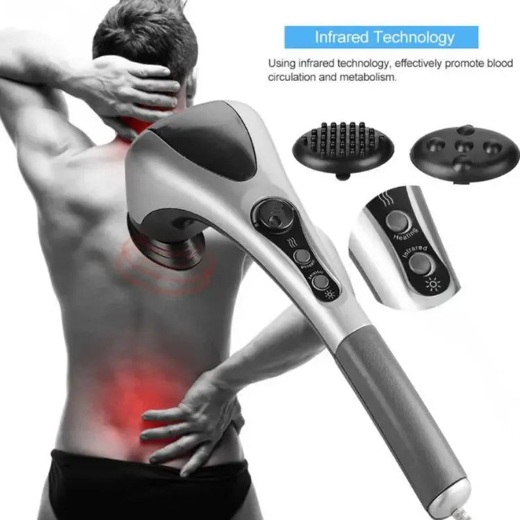 Double Head Full Body Massager Machine Variable Speed Far Infrared |  Electric Facial Deep Tissue Fitness Massage Stick – Head Neck Waist Leg Muscles Pain Relief Massage Hammer – Handheld Deep Tissue massager