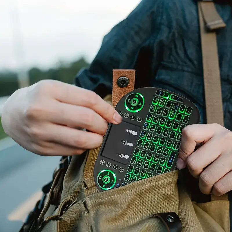 i8 2.4G Mini wireless keyboard with touchpad | 7-color Backlight ,plug and play | Super cool design | Perfect for Android TV Box, Smart TV, Projector, PS3