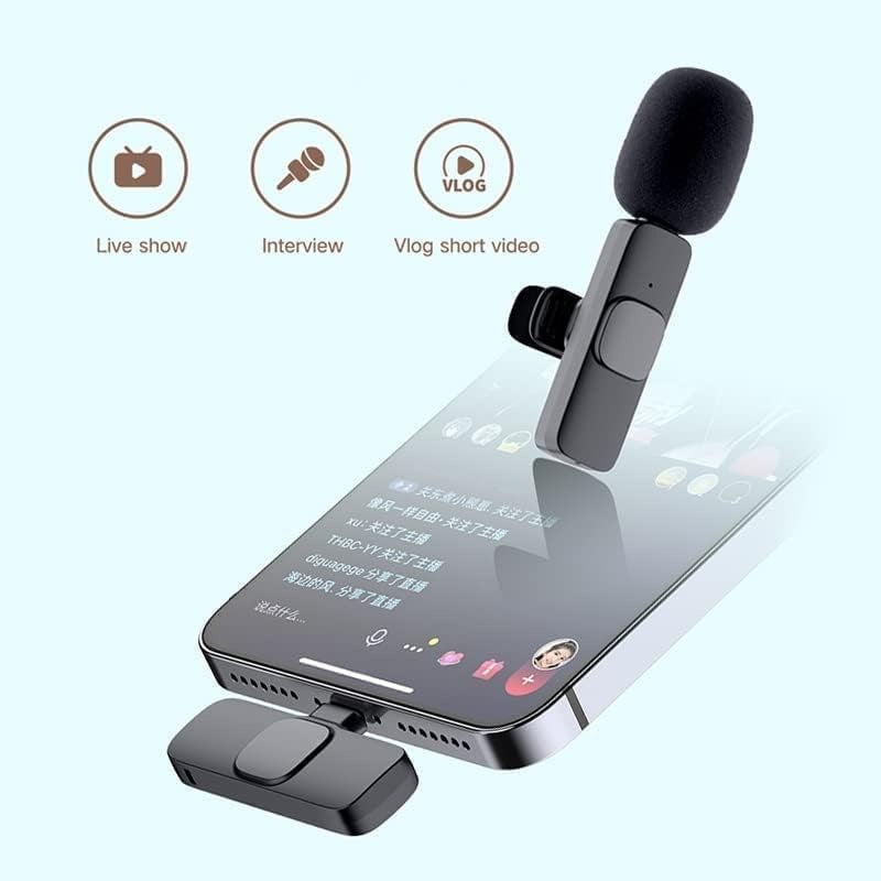 WIRELESS MIC K9 Dual Microphone Mic Plug & Play USB Type C Plug Wireless Lavalier Microphone