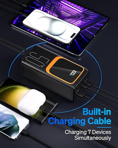 Aspor A350 50,000mAh - Fast Charging with Built-in Flashlight Power Bank for mobile and laptops  (Random color)
