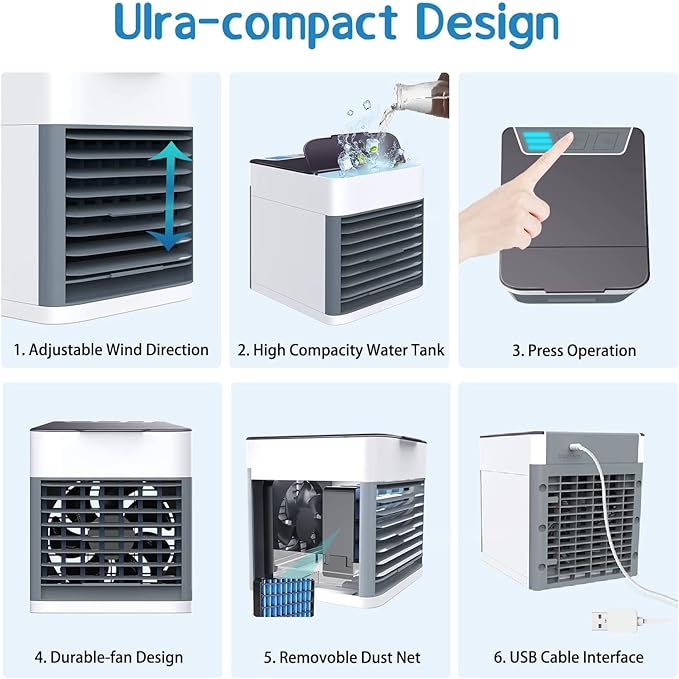 Air Ultra Portable Home Air Cooler | Portable Personal Air Conditioner, Mini USB 3 in 1 Air Cooler