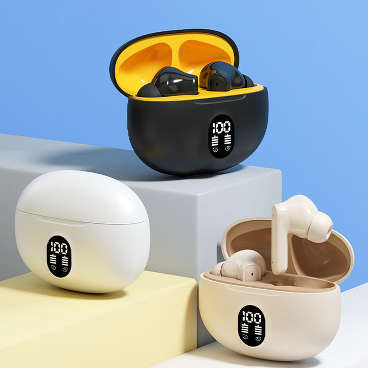 Professional Display Earbuds STEREO 895B Wireless Bluetooth Earbuds | Mic in-Ear Headphones with LED Display | Type C Fast Charging | Bluetooth 5.3 for Android/iPhone ( With Cable - With Box - Random Color )