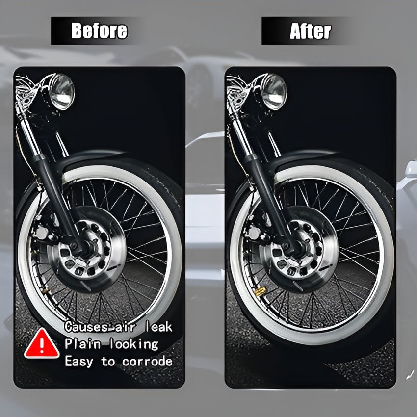 Pack of 2 - Grenade Tyre Air Valve Nozzle Caps for Car and Bikes (Golden)