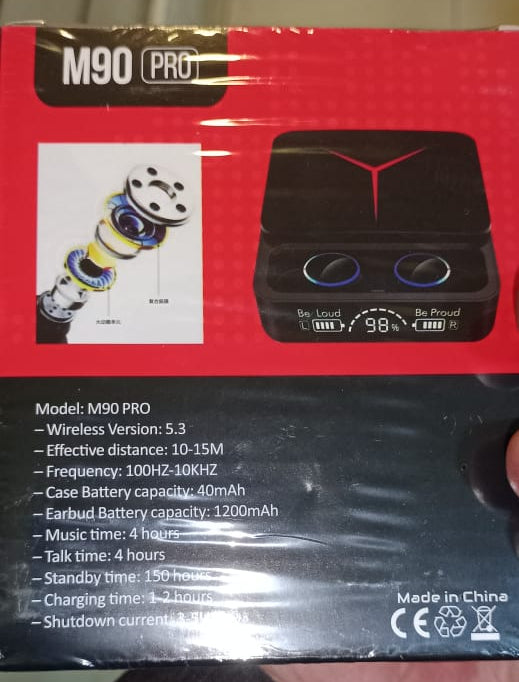 M90 Pro TWS Earphones True Wireless Earbuds Noise Cancelling |  Bluetooth 5.2 Headphones Touch Control Earphones Led Display Headset 9d Hifi Quailty