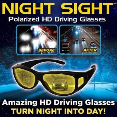 2 Pieces in one box HD Day & Night Vision Wrap Around Glasses | NIGHT VISION GLASSES FOR MEN | Car Anti-Glare Goggles Sunglasses Man Motorcycle Driving Glasses
