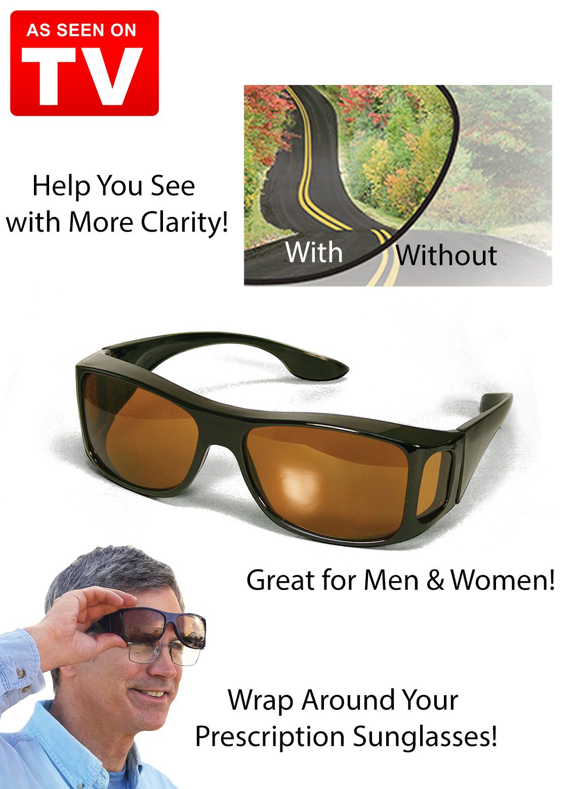 2 Pieces in one box HD Day & Night Vision Wrap Around Glasses | NIGHT VISION GLASSES FOR MEN | Car Anti-Glare Goggles Sunglasses Man Motorcycle Driving Glasses