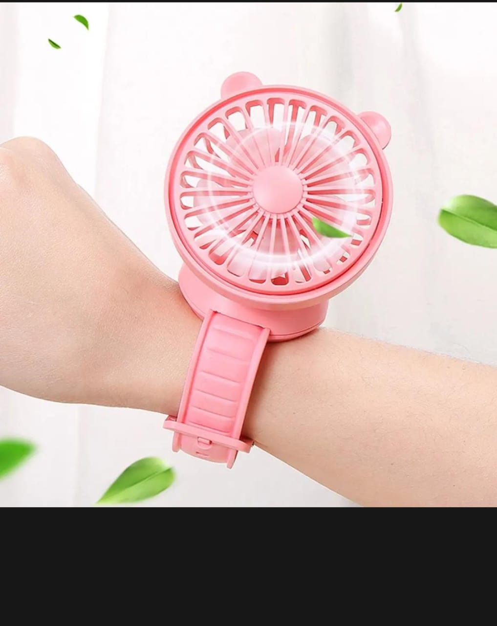 Rechargeable Portable Cartoon Style Children Watch Fan with RGB Light | Portable Fan Office Handheld New Creative Gift (Random color)