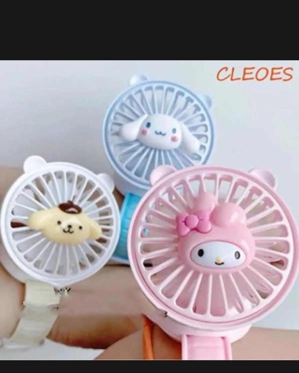 Rechargeable Portable Cartoon Style Children Watch Fan with RGB Light | Portable Fan Office Handheld New Creative Gift (Random color)