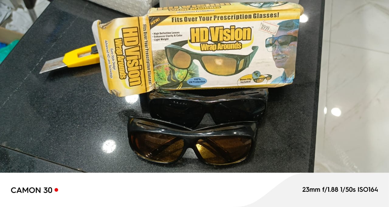 2 Pieces in one box HD Day & Night Vision Wrap Around Glasses | NIGHT VISION GLASSES FOR MEN | Car Anti-Glare Goggles Sunglasses Man Motorcycle Driving Glasses