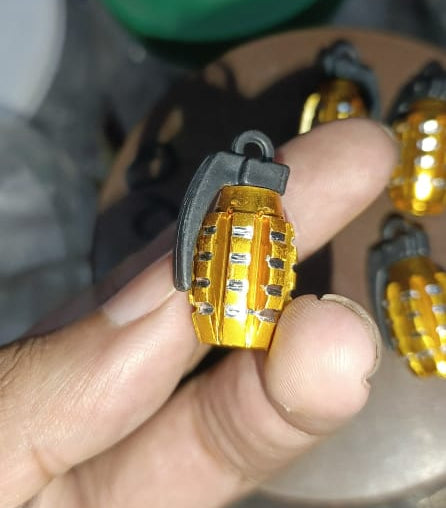 Pack of 2 - Grenade Tyre Air Valve Nozzle Caps for Car and Bikes (Golden)