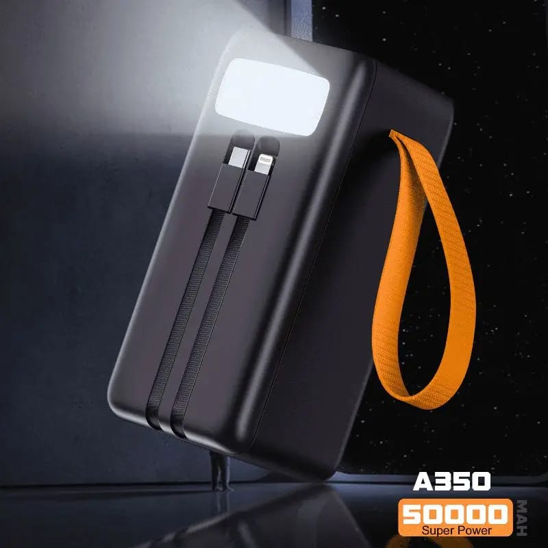 Aspor A350 50,000mAh - Fast Charging with Built-in Flashlight Power Bank for mobile and laptops  (Random color)