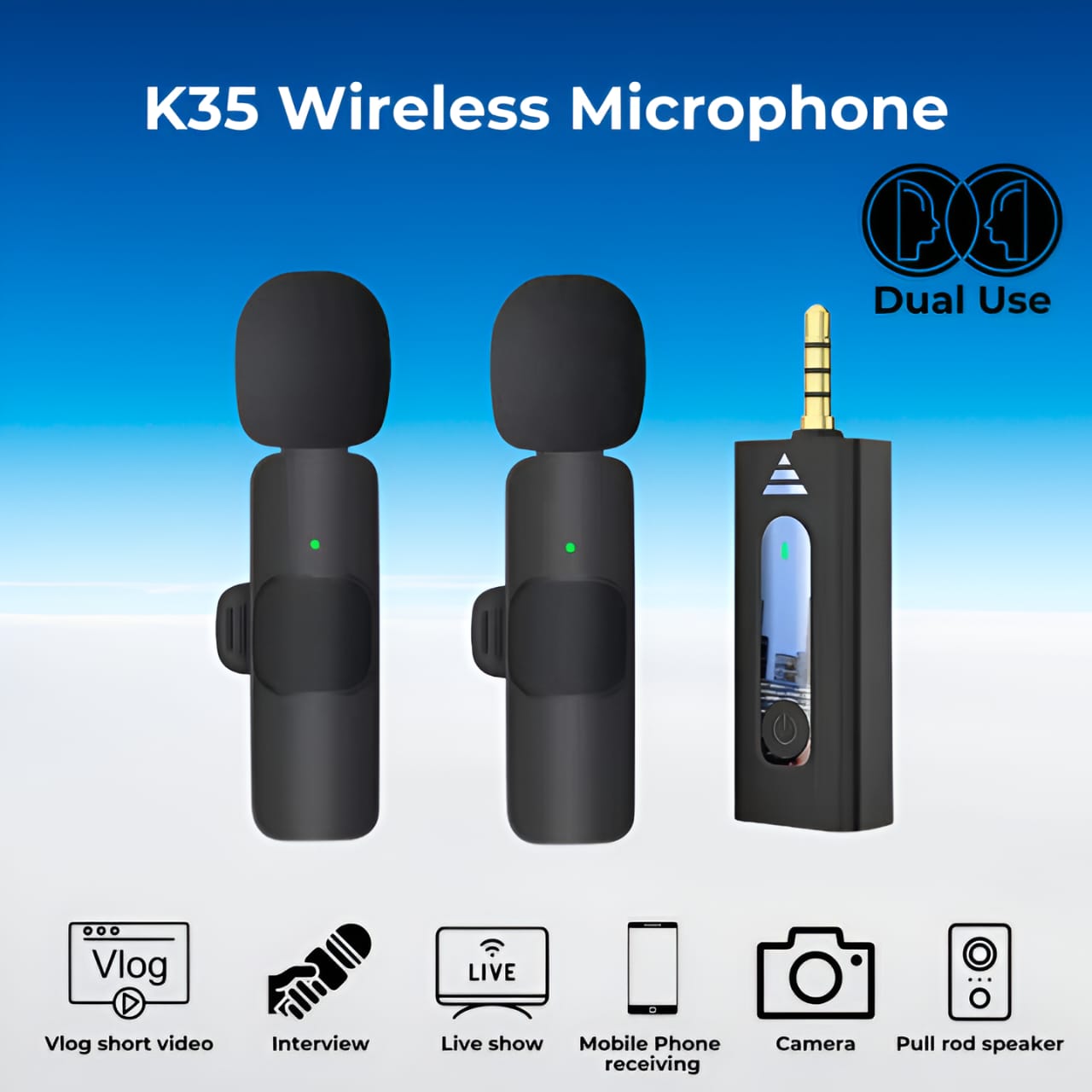 ULTIMATE K35 Professional Vlogging High Quality Collar Wireless Microphone