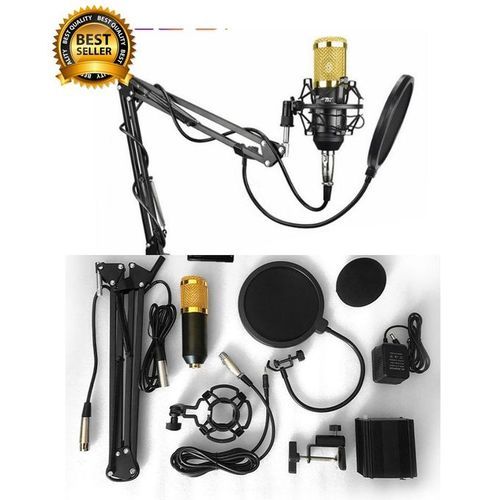 Professional Condenser Microphone - Podcast Mic Set Condenser Microphone With Rechargeable Auxiliary Background For Karaoke Singing, Youtube Recording Mic Set For Youtube | Mic Kit