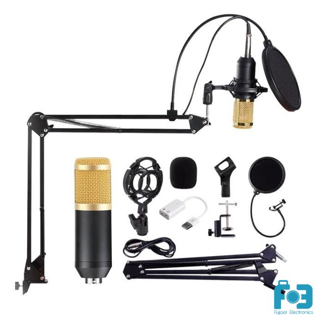 Professional Condenser Microphone - Podcast Mic Set Condenser Microphone With Rechargeable Auxiliary Background For Karaoke Singing, Youtube Recording Mic Set For Youtube | Mic Kit