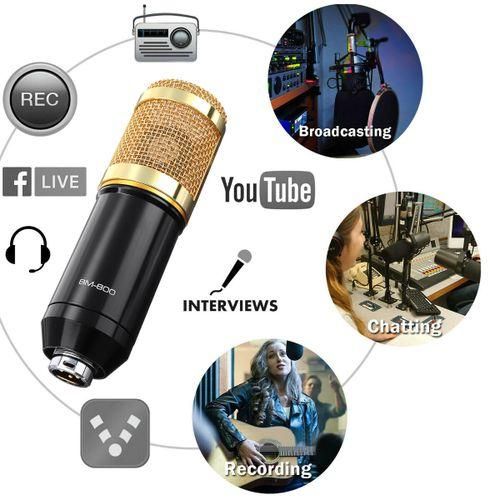 Professional Condenser Microphone - Podcast Mic Set Condenser Microphone With Rechargeable Auxiliary Background For Karaoke Singing, Youtube Recording Mic Set For Youtube | Mic Kit