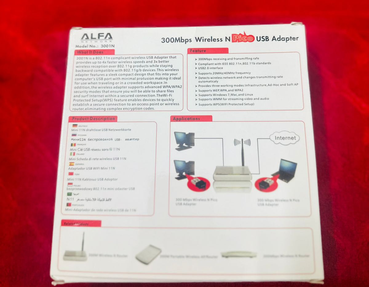 Alfa Mini USB WiFi Adapter | 300Mbps Wireless LAN Card for Computer & Laptop | Best Wireless Adapter