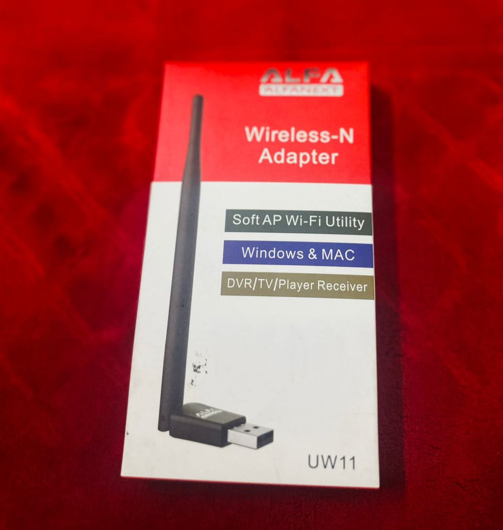 UW11 Alfa Net Wireless-N USB WiFi Adapter with Antenna | 2.4GHz 150/300Mbps High-Speed Network Dongle for PC, Laptop, Windows & Linux – IEEE 802.11b/g/n, Soft AP Utility