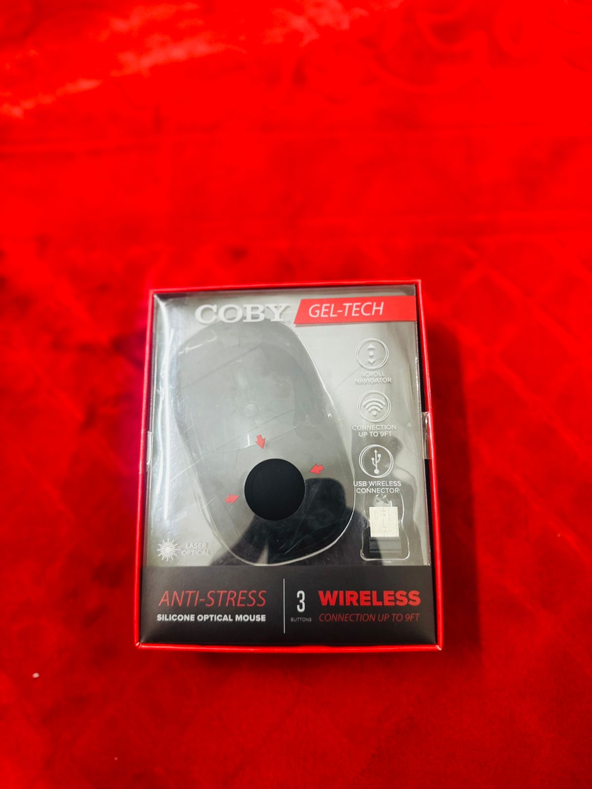 Computer / Laptop Mouse COBY Gel-Tech Anti-Stress Silicon Optical Wireless Mouse - (3-Button | Laser Optical | Wireless Range up to 9ft)