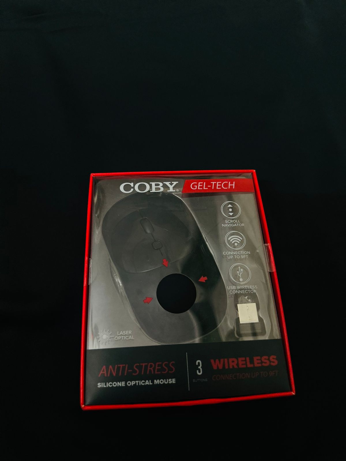 Computer / Laptop Mouse COBY Gel-Tech Anti-Stress Silicon Optical Wireless Mouse - (3-Button | Laser Optical | Wireless Range up to 9ft)