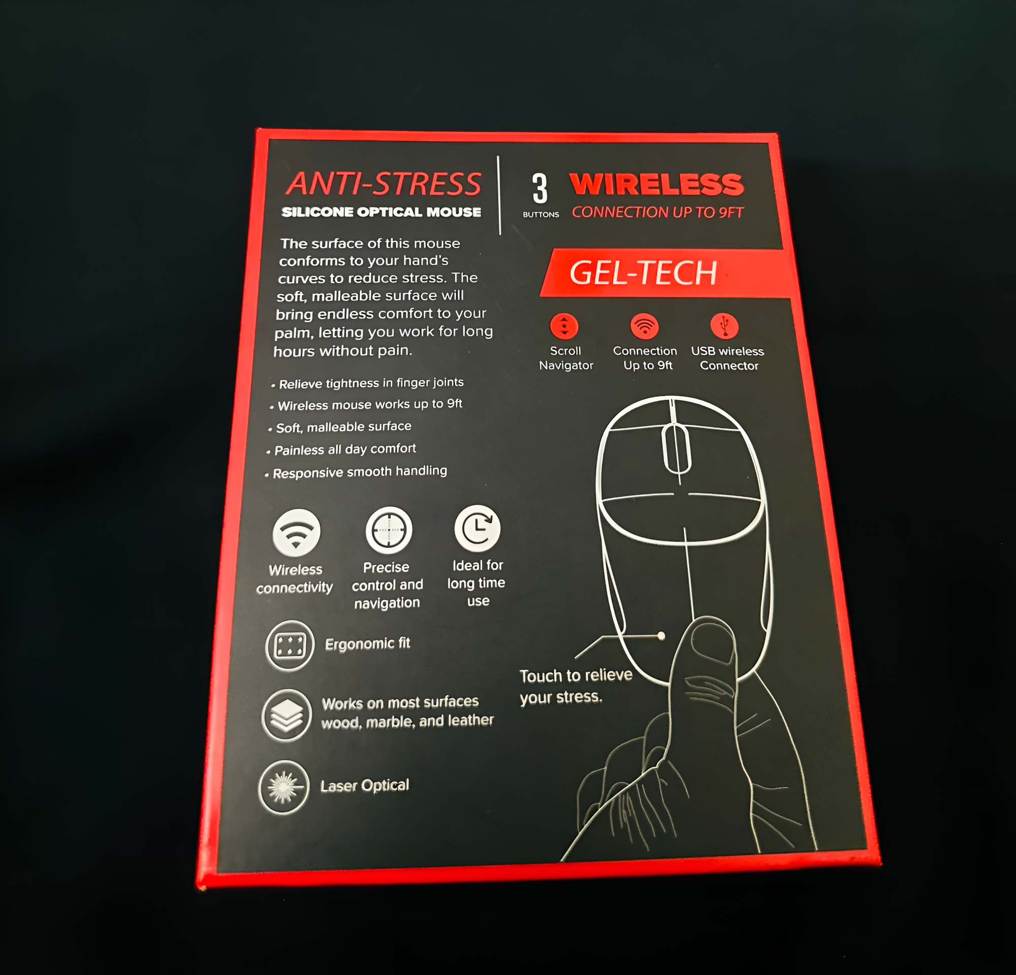 Computer / Laptop Mouse COBY Gel-Tech Anti-Stress Silicon Optical Wireless Mouse - (3-Button | Laser Optical | Wireless Range up to 9ft)