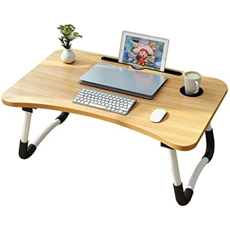 Wooden Laptop Table - Laptop Stand - Floor Table - Laptop table - Drawing Desk - Bed Tray Table Fold-able - Table Notebook Stand Reading Holder - Study Table - Portable Desk - Random Color