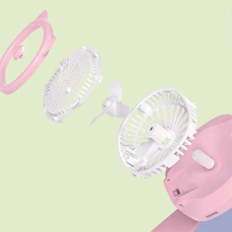 Rechargeable Portable Cartoon Style Children Watch Fan with RGB Light | Portable Fan Office Handheld New Creative Gift (Random color)