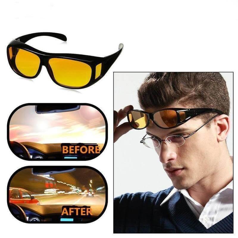 2 Pieces in one box HD Day & Night Vision Wrap Around Glasses | NIGHT VISION GLASSES FOR MEN | Car Anti-Glare Goggles Sunglasses Man Motorcycle Driving Glasses