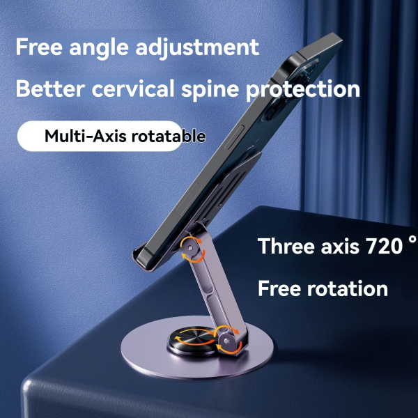 Mobile Stand – Mobile Phone Holder Broadcast Mobile Phone Holder 360 Degree Rotation Adjustment Folding Lazy Tablet Desktop Mobile Phone Holder – Stainless Steel – Random Color