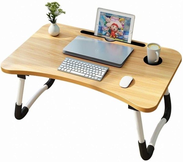 Wooden Laptop Table – Laptop Stand – Floor Table – Laptop Table – Drawing Desk – Bed Tray Table Fold-able – Table Notebook Stand Reading Holder – Study Table – Portable Desk – Random Color