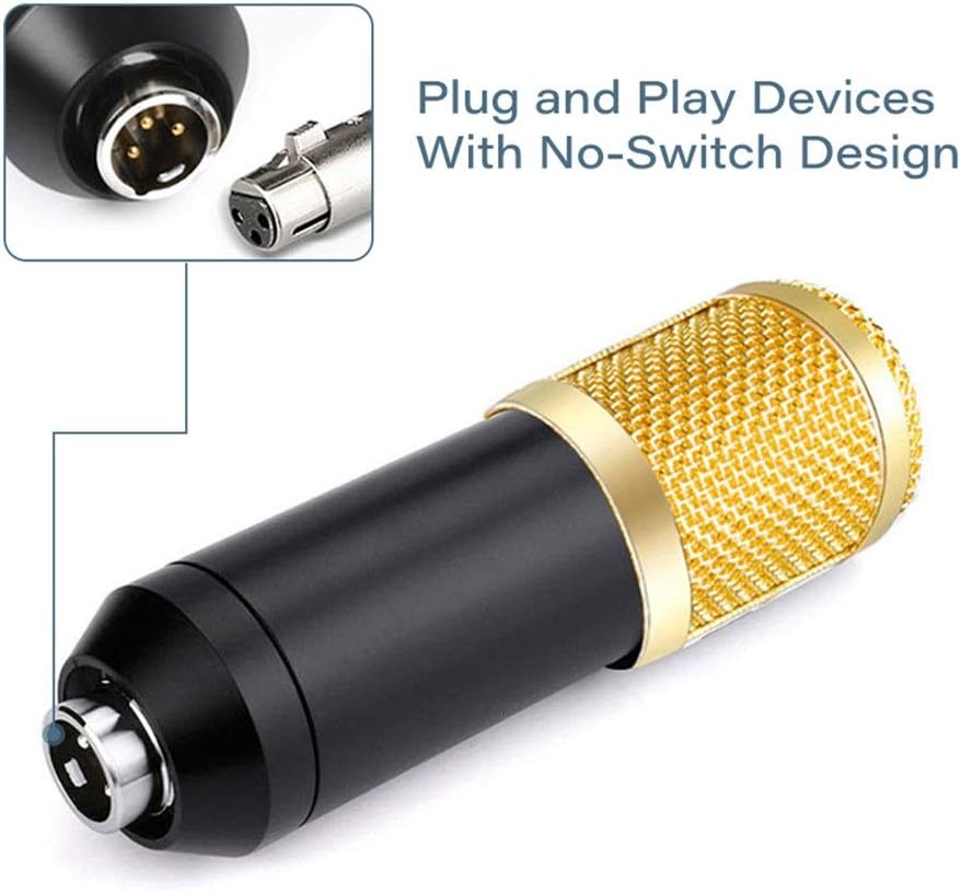 Professional Condenser Microphone - Podcast Mic Set Condenser Microphone With Rechargeable Auxiliary Background For Karaoke Singing, Youtube Recording Mic Set For Youtube | Mic Kit
