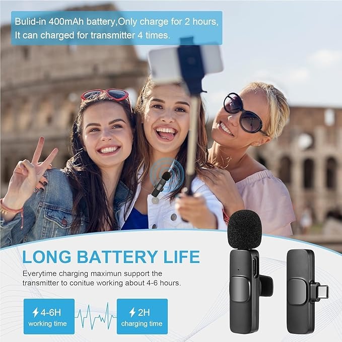WIRELESS MIC K9 Dual Microphone Mic Plug &amp; Play USB Type C Plug Wireless Lavalier Microphone