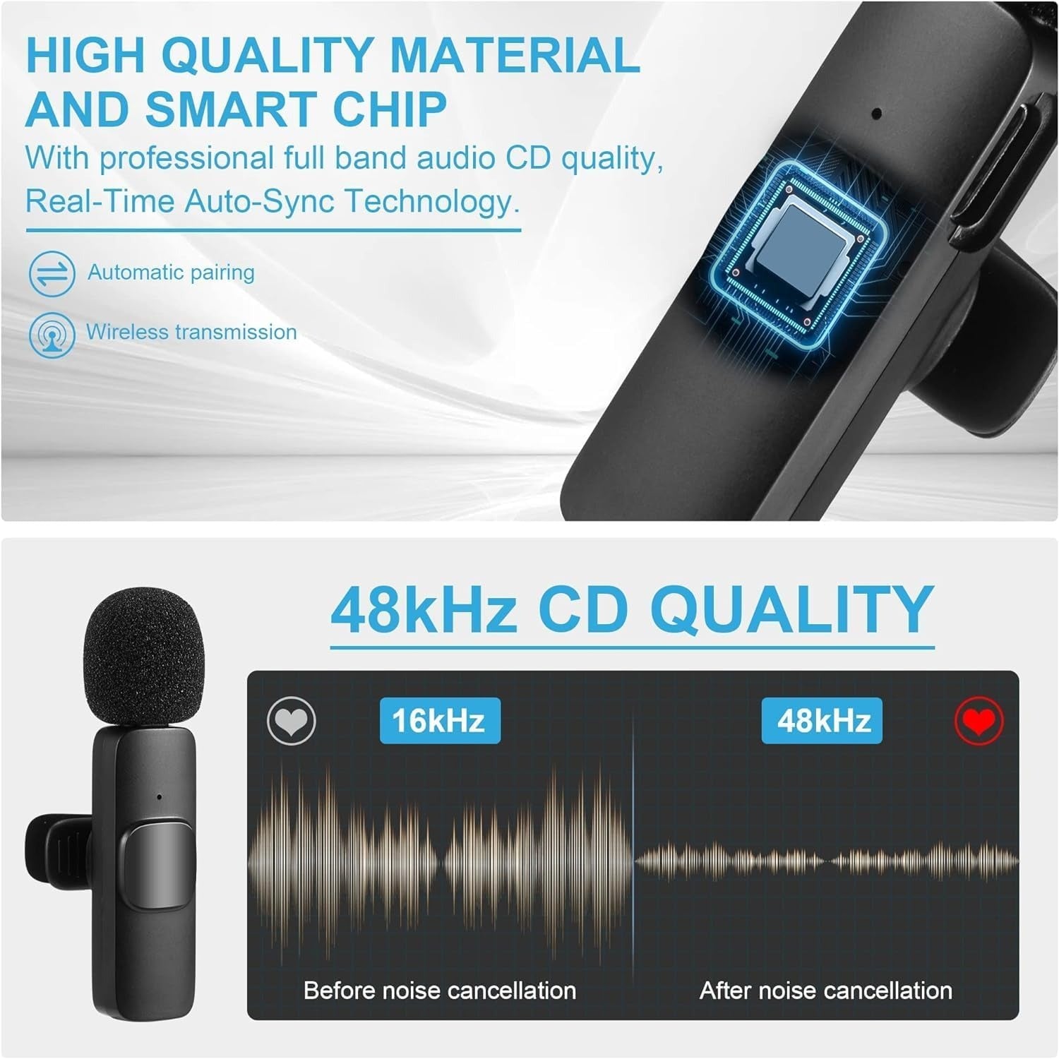 WIRELESS MIC K9 Dual Microphone Mic Plug &amp; Play USB Type C Plug Wireless Lavalier Microphone