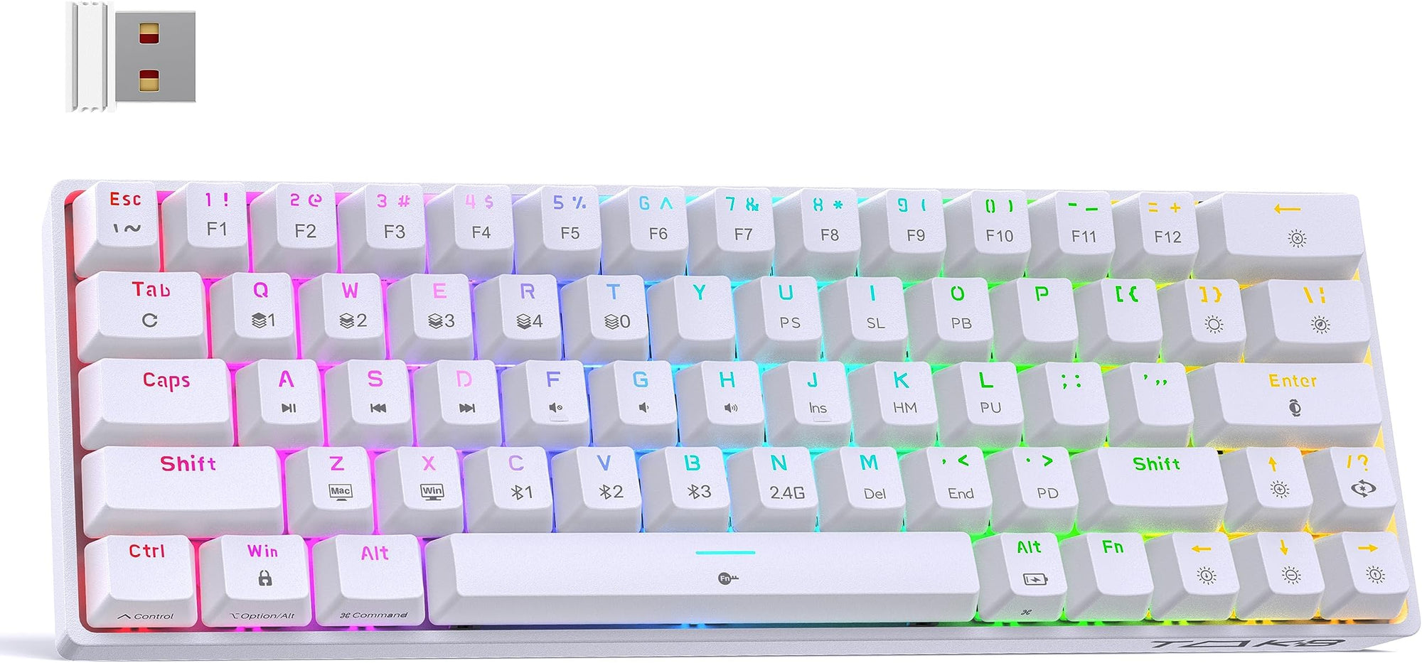 Tezarre TK-63 PRO RGB Wireless Mechanical RGB Gaming Keyboard RGB Backlight Mini Office Keyboard for Windows Laptop PC Gamer