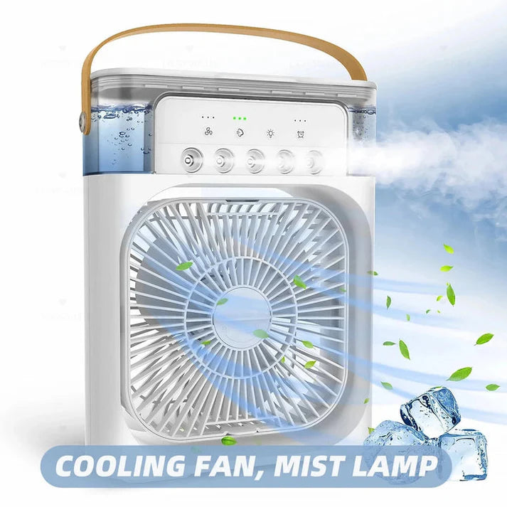 Portable Air Conditioner Fan Large Size USB Electric Fan with LED Night Light, Fine Mist Water, and Humidifier Function | Led Night Light Water Mist (Random Color)
