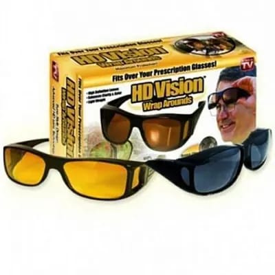 2 Pieces in one box HD Day &amp; Night Vision Wrap Around Glasses | NIGHT VISION GLASSES FOR MEN | Car Anti-Glare Goggles Sunglasses Man Motorcycle Driving Glasses