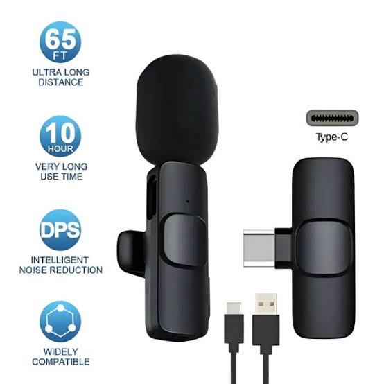WIRELESS MIC K9 Dual Microphone Mic Plug &amp; Play USB Type C Plug Wireless Lavalier Microphone