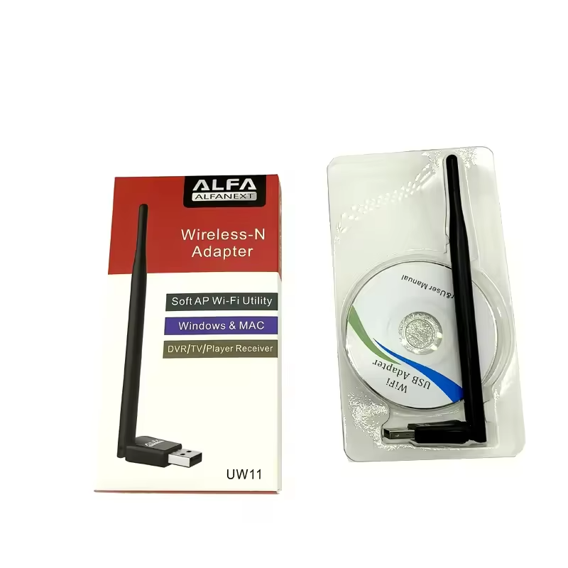 UW11 Alfa Net Wireless-N USB WiFi Adapter with Antenna | 2.4GHz 150/300Mbps High-Speed Network Dongle for PC, Laptop, Windows &amp; Linux – IEEE 802.11b/g/n, Soft AP Utility