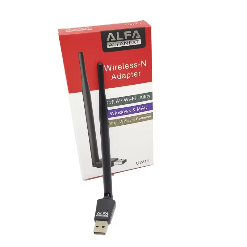 UW11 Alfa Net Wireless-N USB WiFi Adapter with Antenna | 2.4GHz 150/300Mbps High-Speed Network Dongle for PC, Laptop, Windows &amp; Linux – IEEE 802.11b/g/n, Soft AP Utility