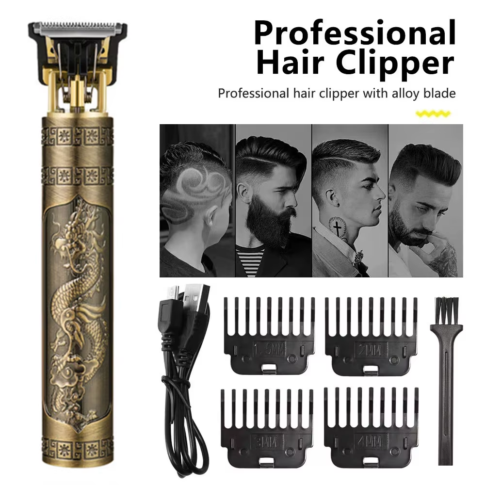 Metal Body -VINTAGE T9 Trimmer hair Trimmer for men shaver for men original Usb Rechargeable hair cutting machine metal body Beard Trimmer,