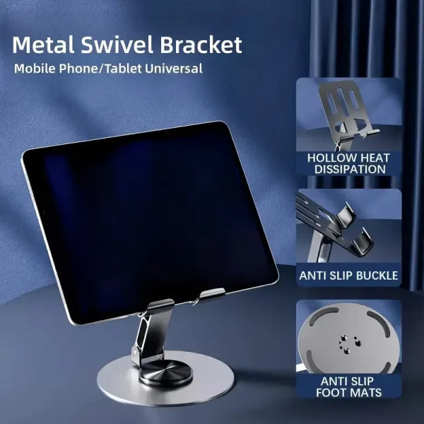 Mobile Stand – Mobile Phone Holder Broadcast Mobile Phone Holder 360 Degree Rotation Adjustment Folding Lazy Tablet Desktop Mobile Phone Holder – Stainless Steel – Random Color